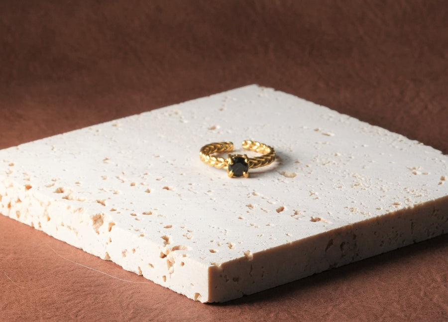 Ke Jewelry Natural Gemstone ring plated with 18k gold in Melbourne