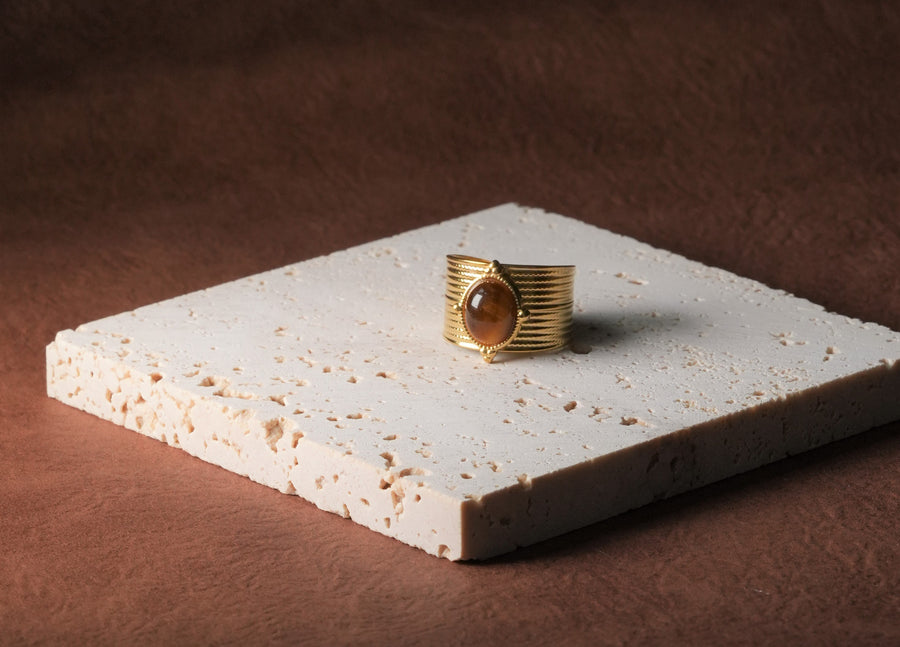 Ke Jewelry Natural Gemstone ring plated with 18k gold in Melbourne