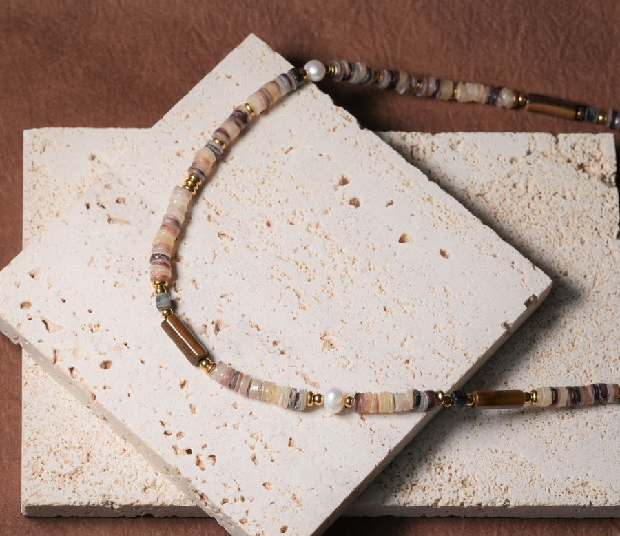 Ke Jewelry Natural Gemstone necklace plated with 18k gold in Melbourne