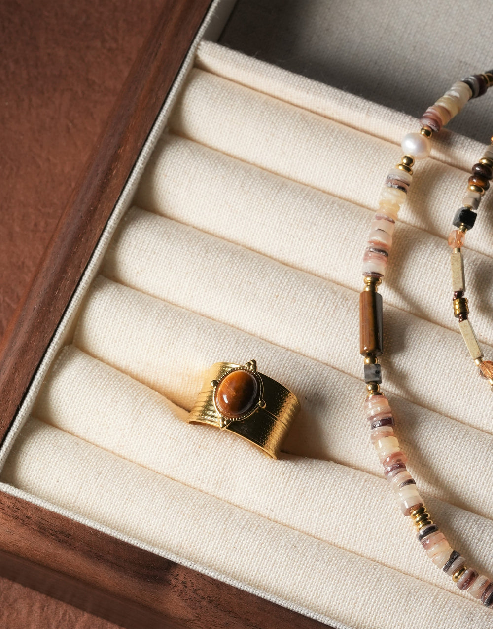 Ke Jewelry Natural Gemstone ring plated with 18k gold in Melbourne