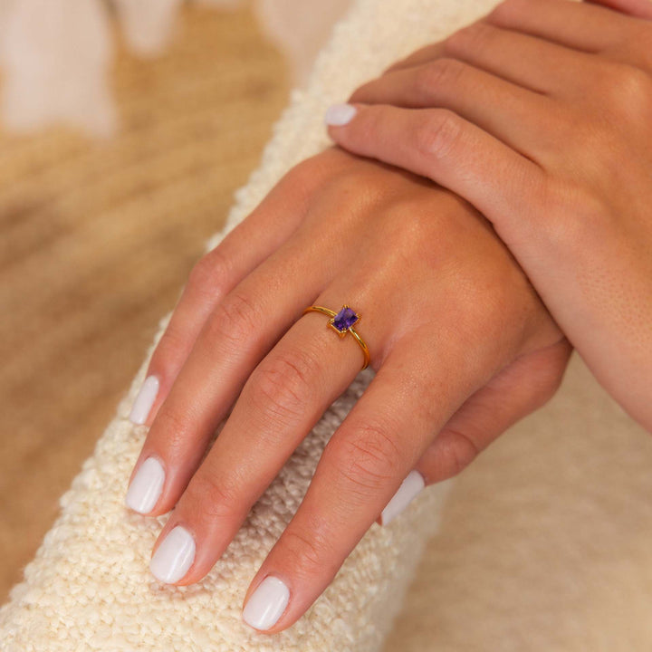 Birthstone Gemstone 18K Gold Titanium Steel Ring | Ke Jewelry Melbourne