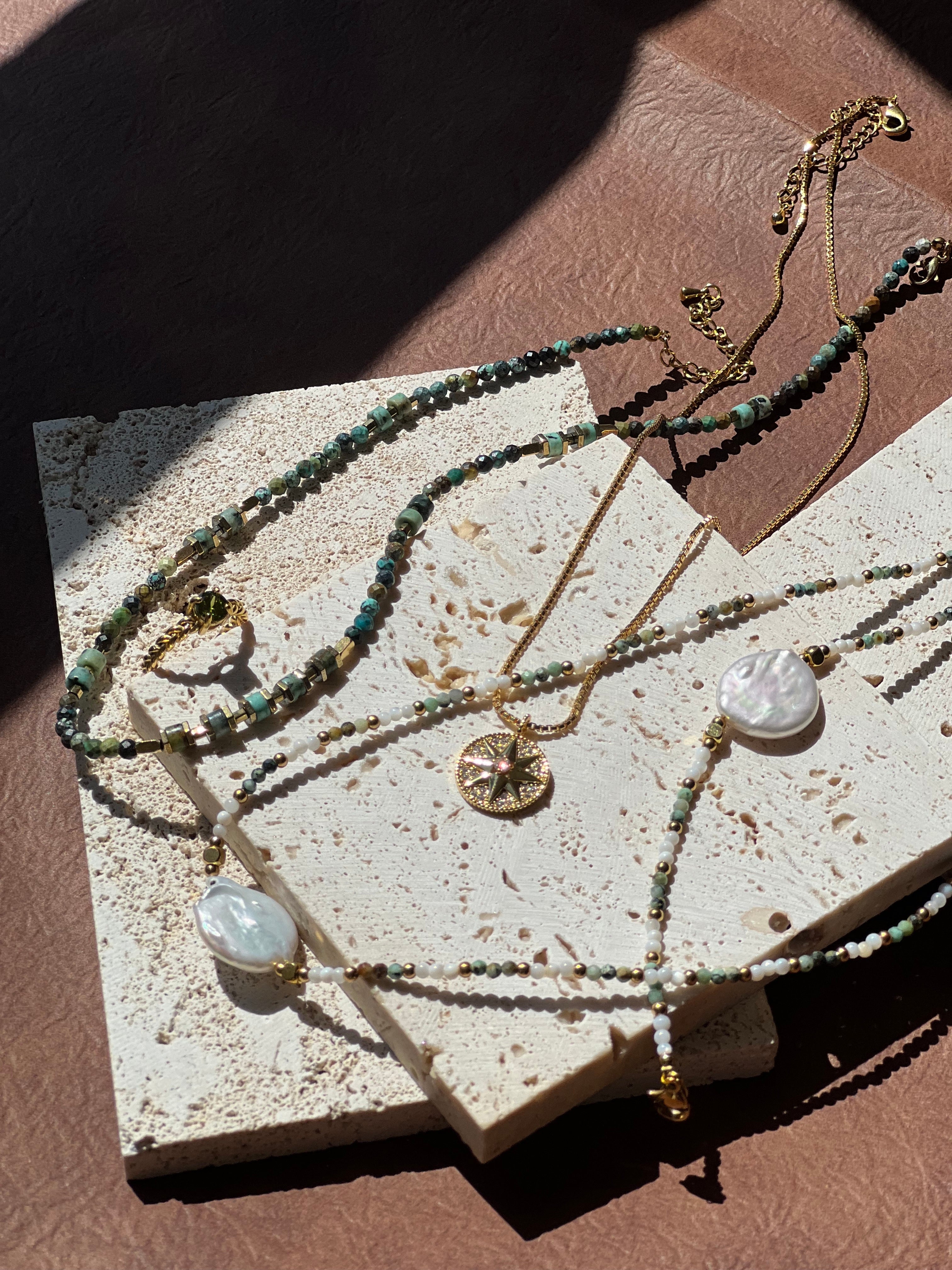 Beaded Natural stone gemstone birthstone freshwater pearls with 18k plated gold jewellery Melbourne