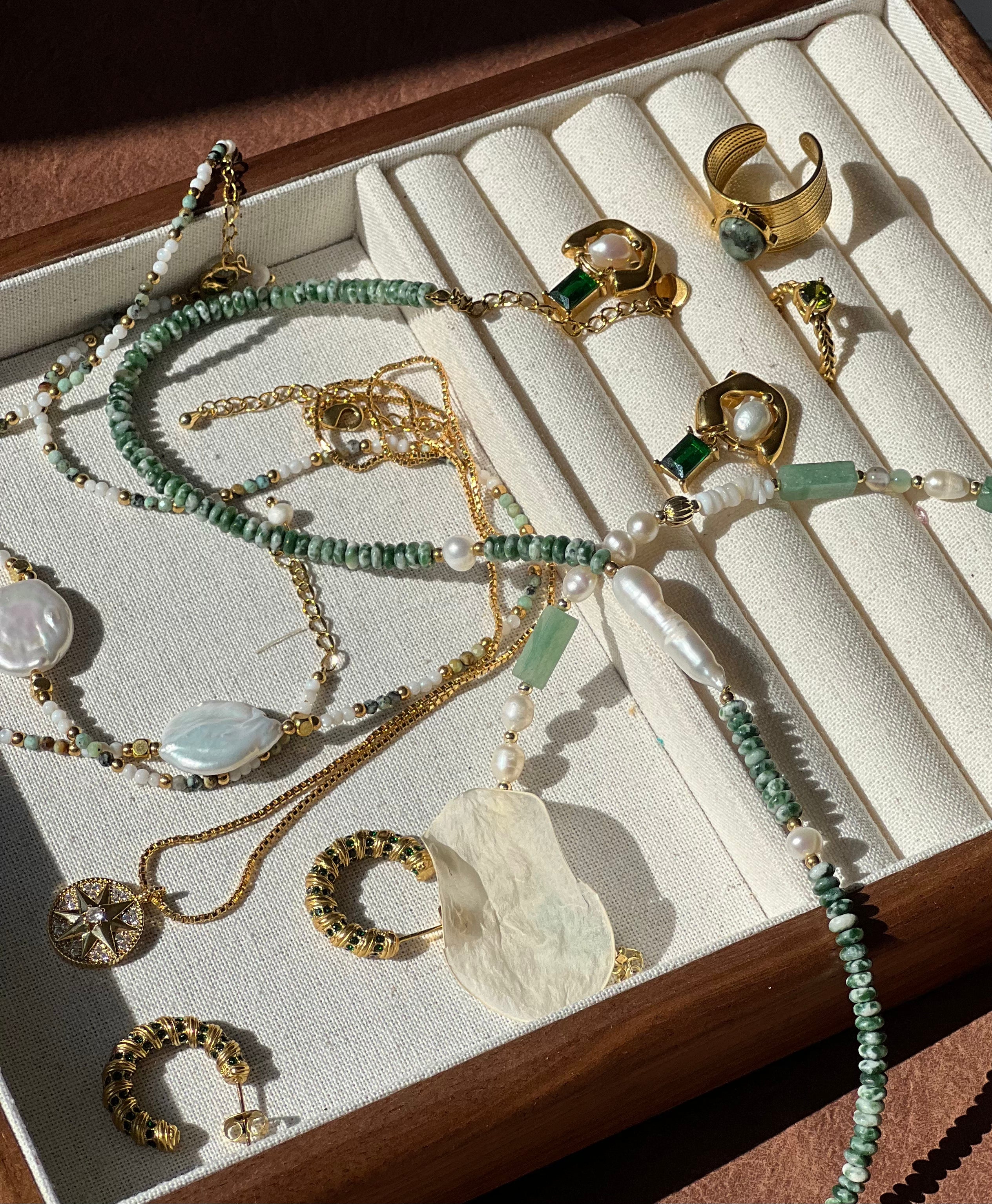 Beaded Natural stone gemstone birthstone freshwater pearls with 18k plated gold jewellery Melbourne