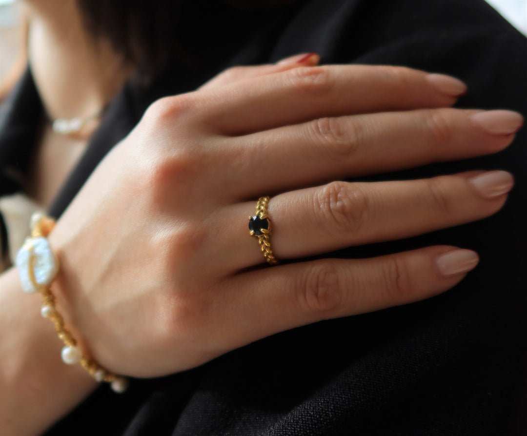 Ke Jewelry Natural Gemstone ring bracelet  plated with 18k gold in Melbourne