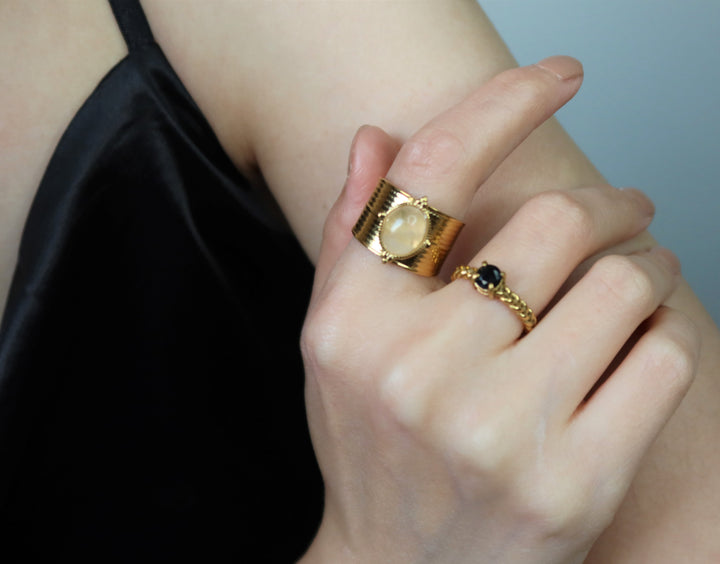 Ke Jewelry Natural Gemstone rings plated with 18k gold in Melbourne