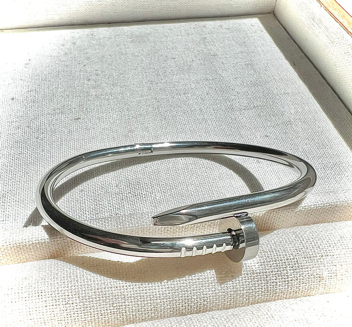 Nail Bracelet Bangle - Available in 18K White Gold, Gold & Rose Gold Plating | Ke Jewelry Melbourne