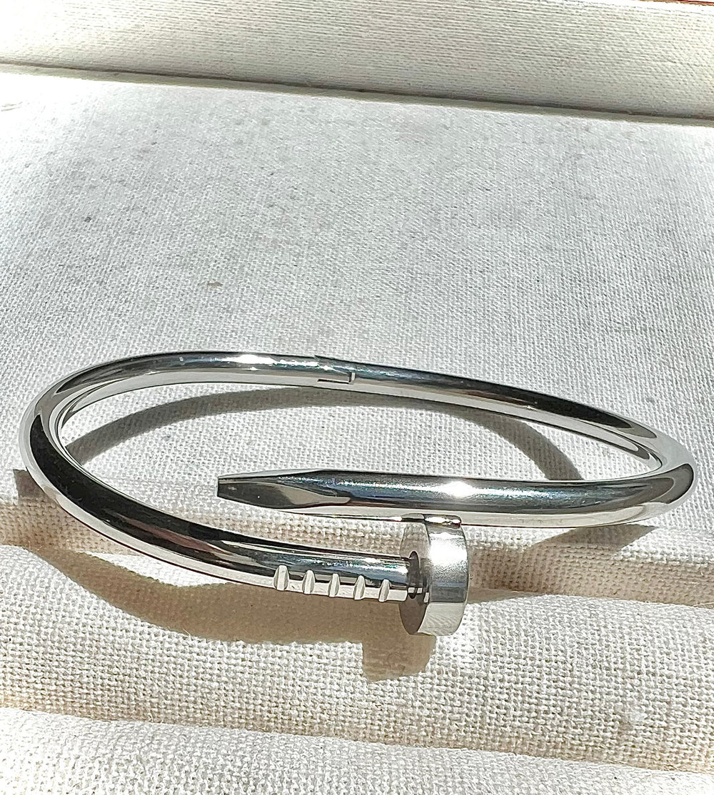 Nail Bracelet Bangle - Available in 18K White Gold, Gold & Rose Gold Plating | Ke Jewelry Melbourne