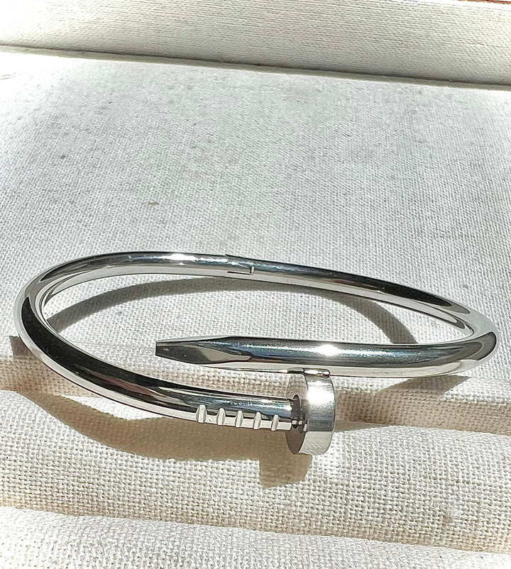 Nail Bracelet Bangle - Available in 18K White Gold, Gold & Rose Gold Plating | Ke Jewelry Melbourne