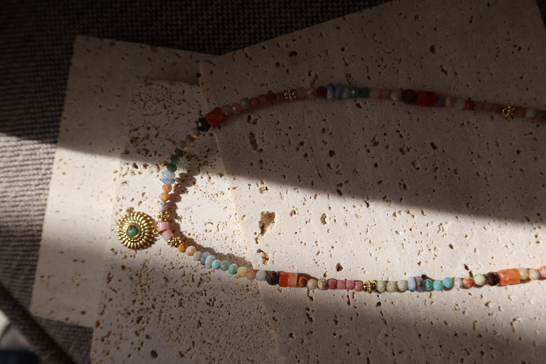 Rainbow Tone Beaded Necklace | 18k Gold Plated | Ke Jewelry Melbourne