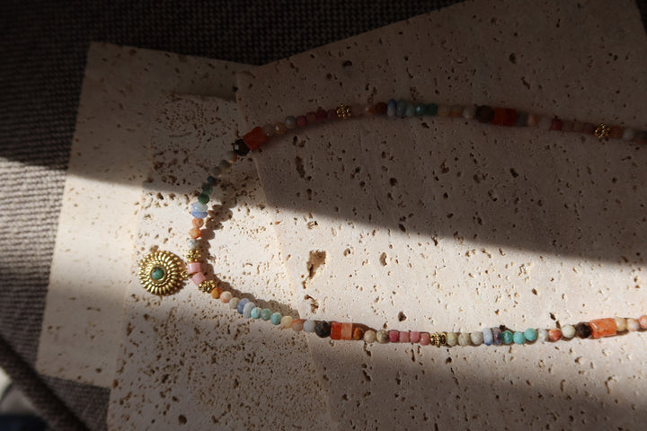Rainbow Tone Beaded Necklace | 18k Gold Plated | Ke Jewelry Melbourne
