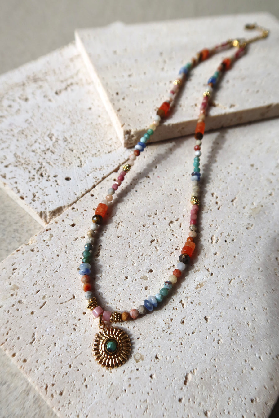 Rainbow Tone Beaded Necklace | 18k Gold Plated | Ke Jewelry Melbourne