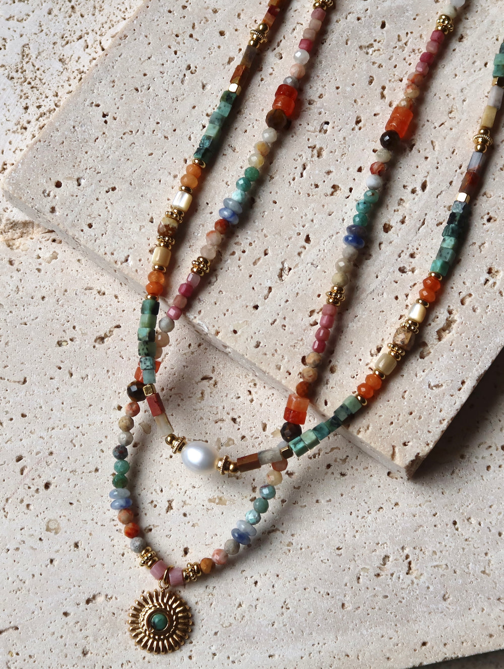 Rainbow Tone Beaded Necklace | 18k Gold Plated | Ke Jewelry Melbourne
