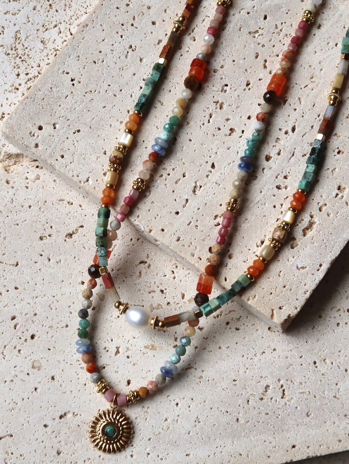 Rainbow Tone Beaded Necklace | 18k Gold Plated | Ke Jewelry Melbourne