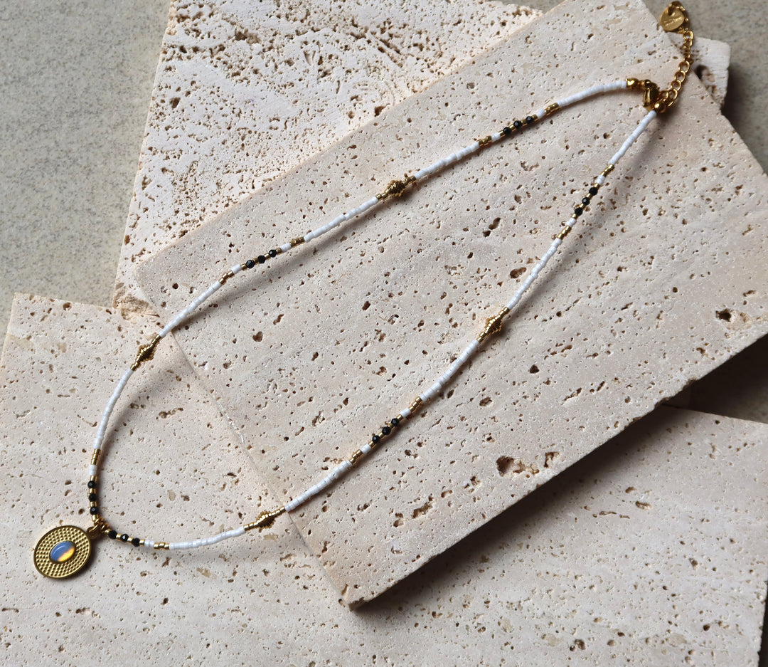 Opal Necklace with a circular pendant