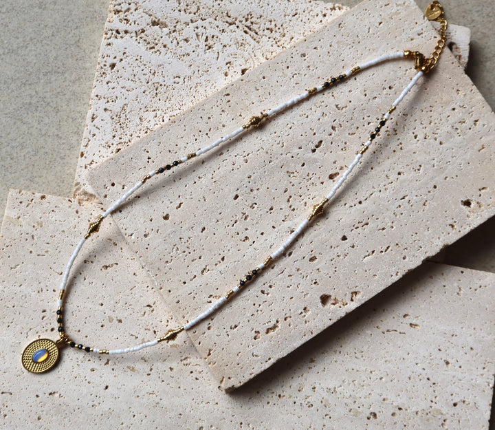 Opal Necklace with a circular pendant