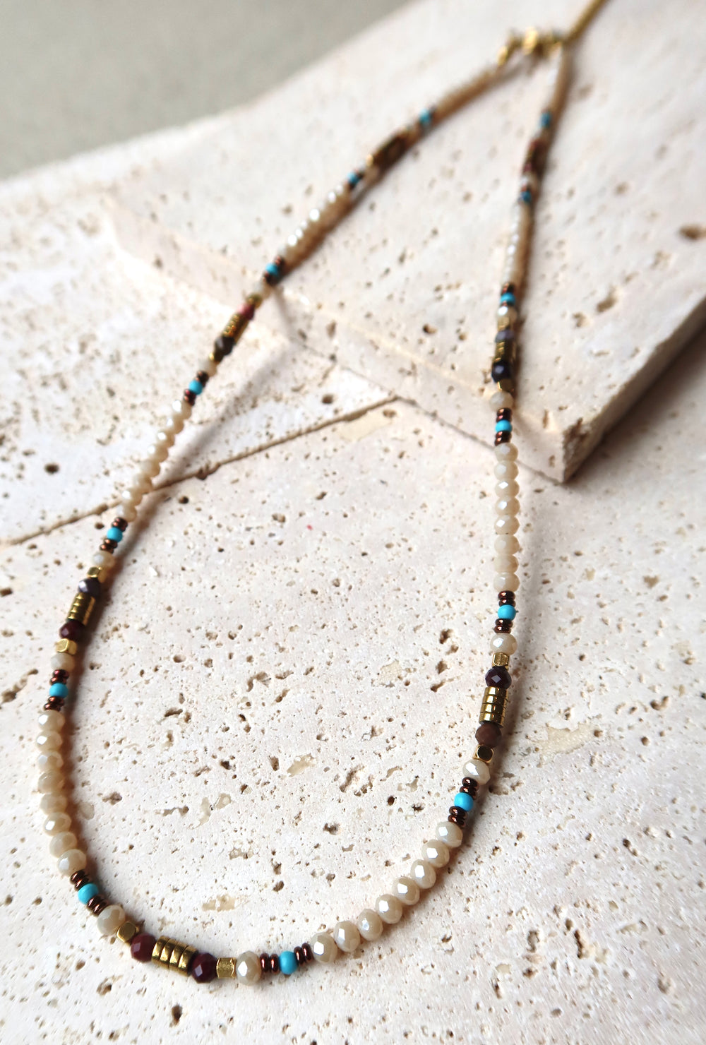 Lattle Tone Beaded Necklace Plated in 18K Gold | Ke Jewelry Melbourne