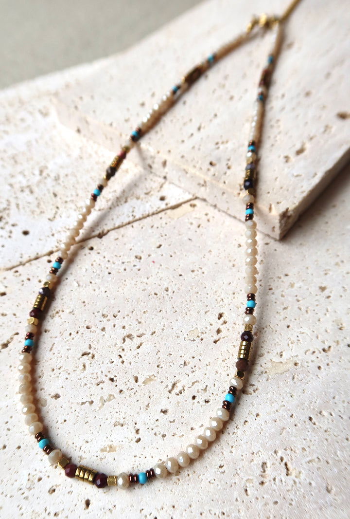 Lattle Tone Beaded Necklace Plated in 18K Gold | Ke Jewelry Melbourne