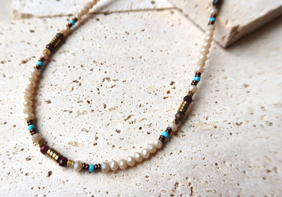 Lattle Tone Beaded Necklace Plated in 18K Gold | Ke Jewelry Melbourne