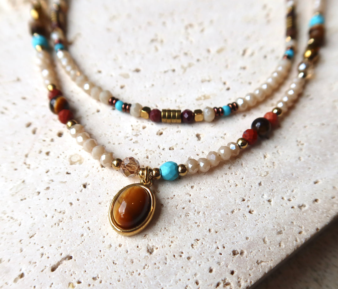 Lattle Tone Beaded Necklace Plated in 18K Gold | Ke Jewelry Melbourne