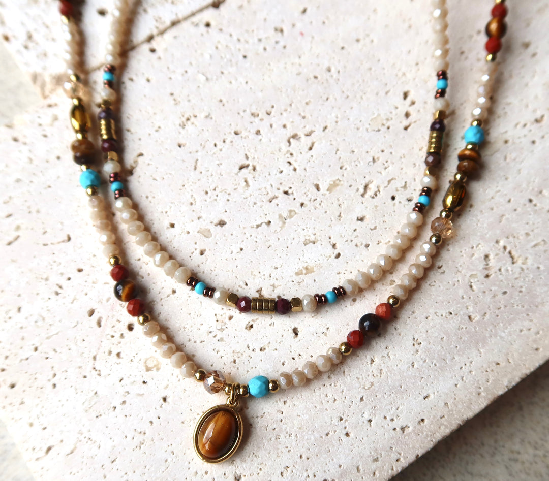 Lattle Tone Beaded Necklace Plated in 18K Gold | Ke Jewelry Melbourne