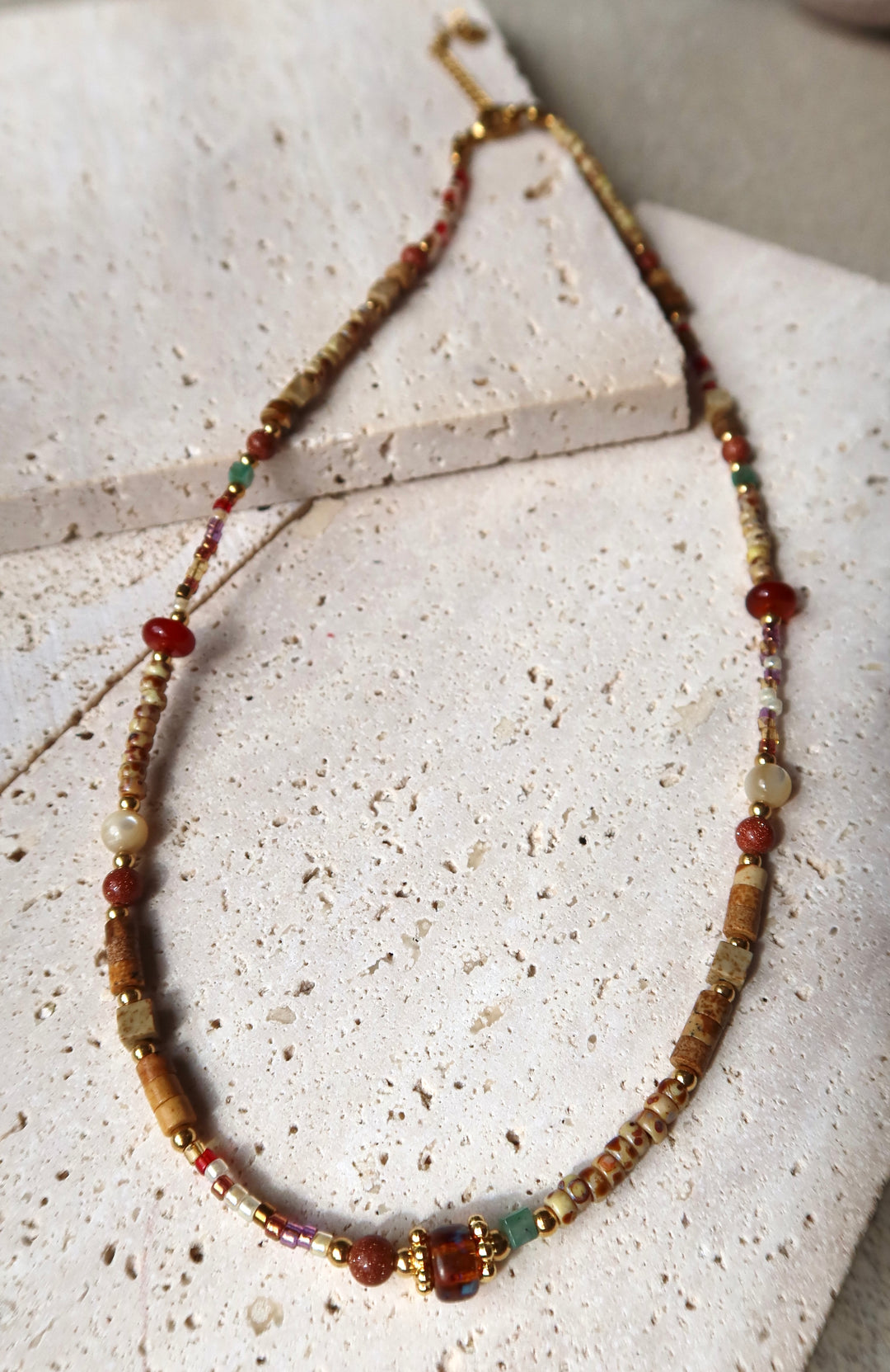 Amber Ruby Beaded necklace