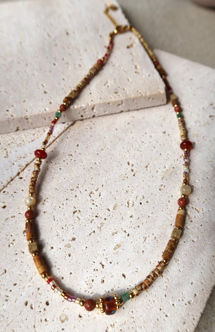 Amber Ruby Beaded necklace