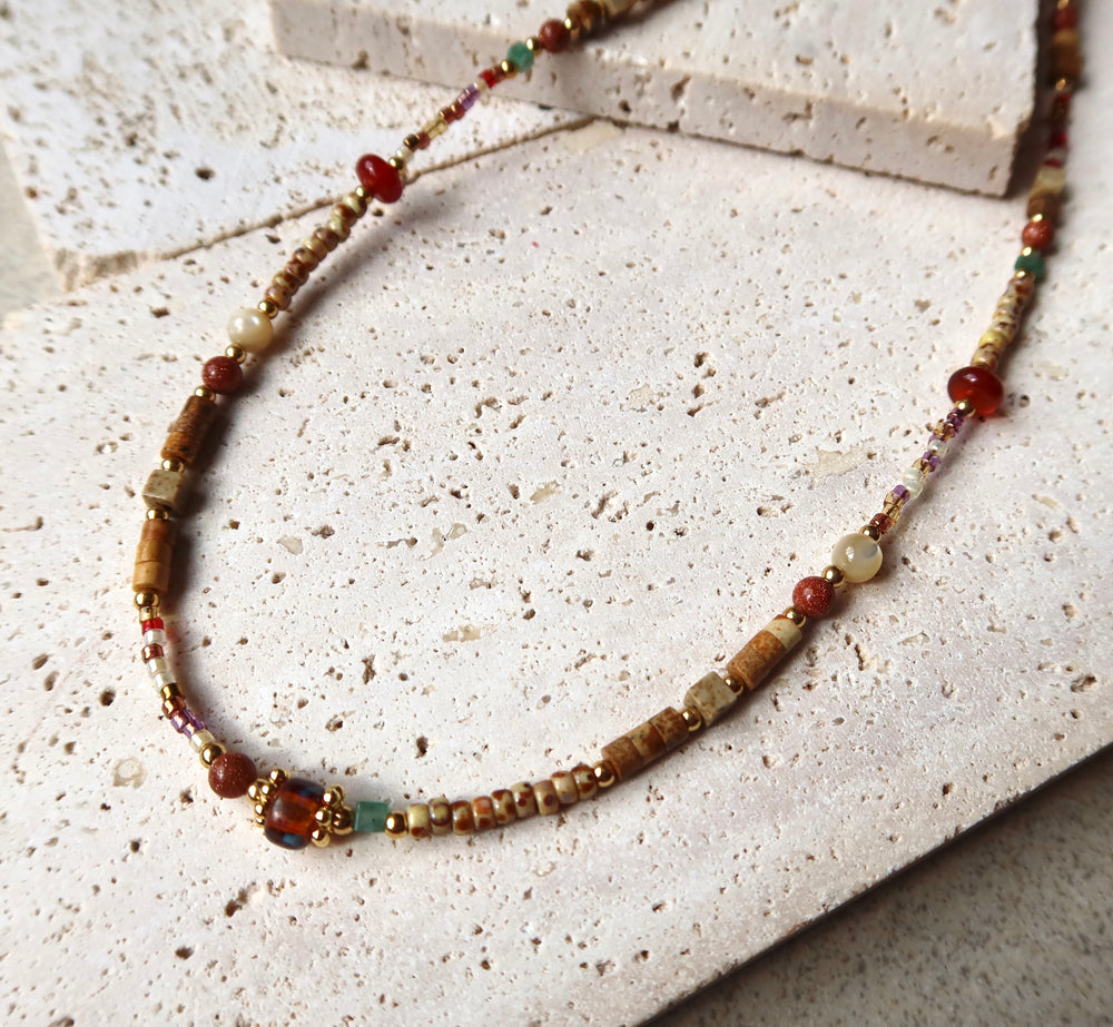 Amber Ruby Beaded necklace