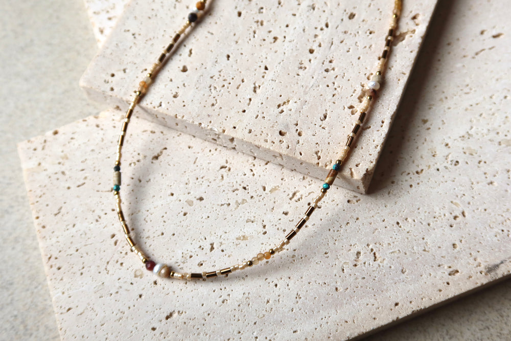 Neutral beaded necklace Ke Jewelry Melbourne