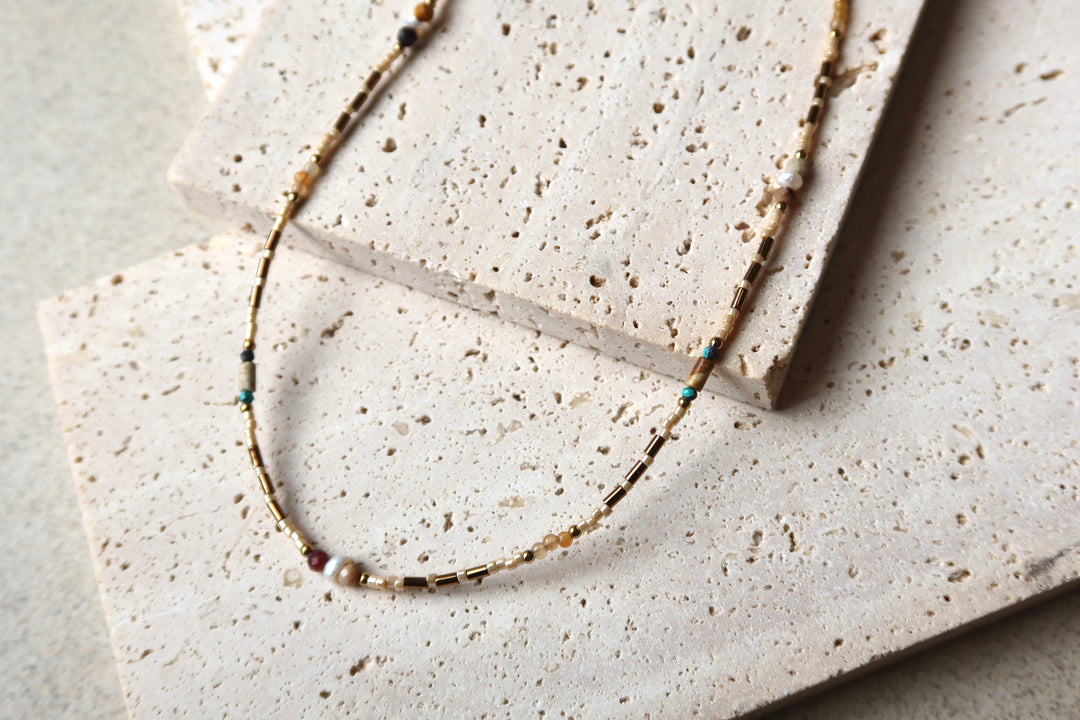 Neutral beaded necklace Ke Jewelry Melbourne