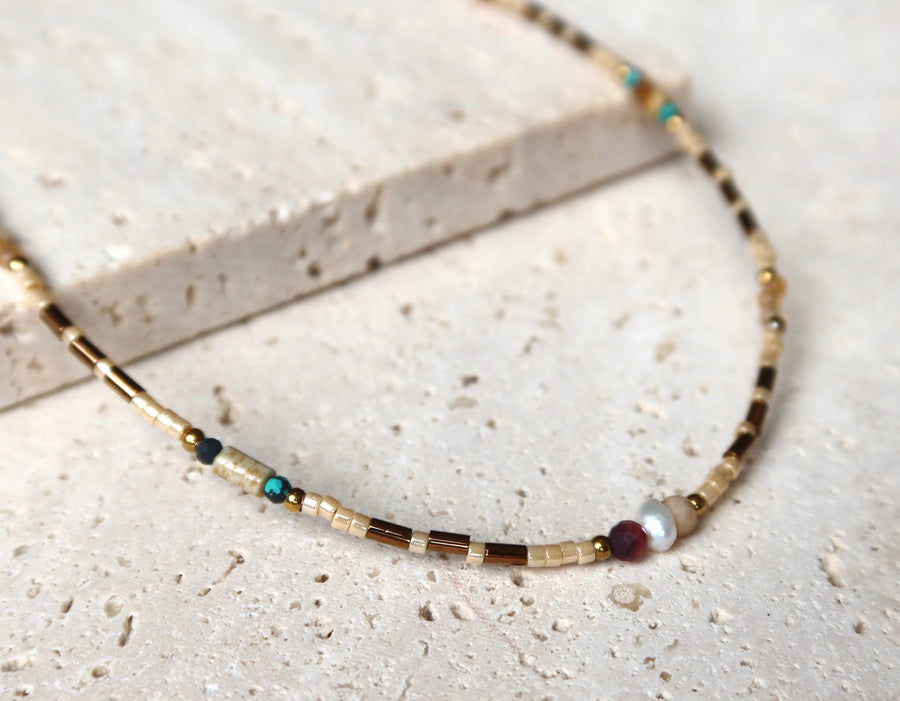Neutral beaded necklace Ke Jewelry Melbourne
