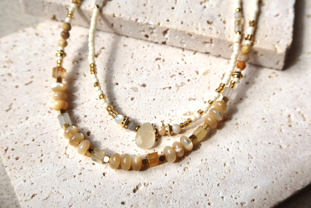 White stone beaded necklace Ke Jewelry Melbourne
