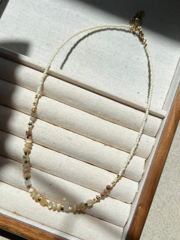 White stone beaded necklace Ke Jewelry Melbourne