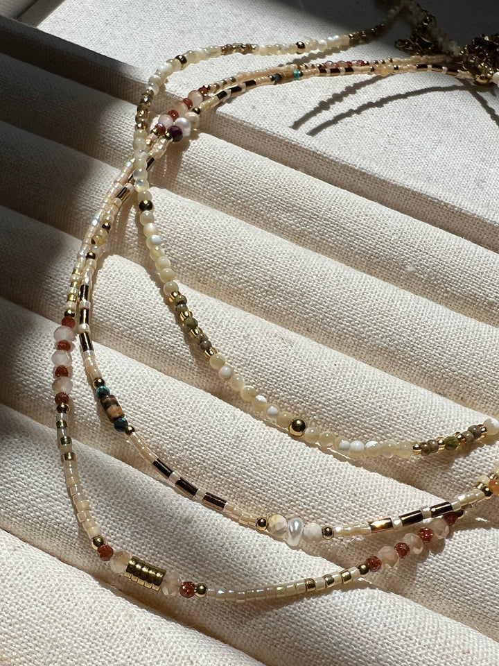 Neutral beaded necklace Ke Jewelry Melbourne
