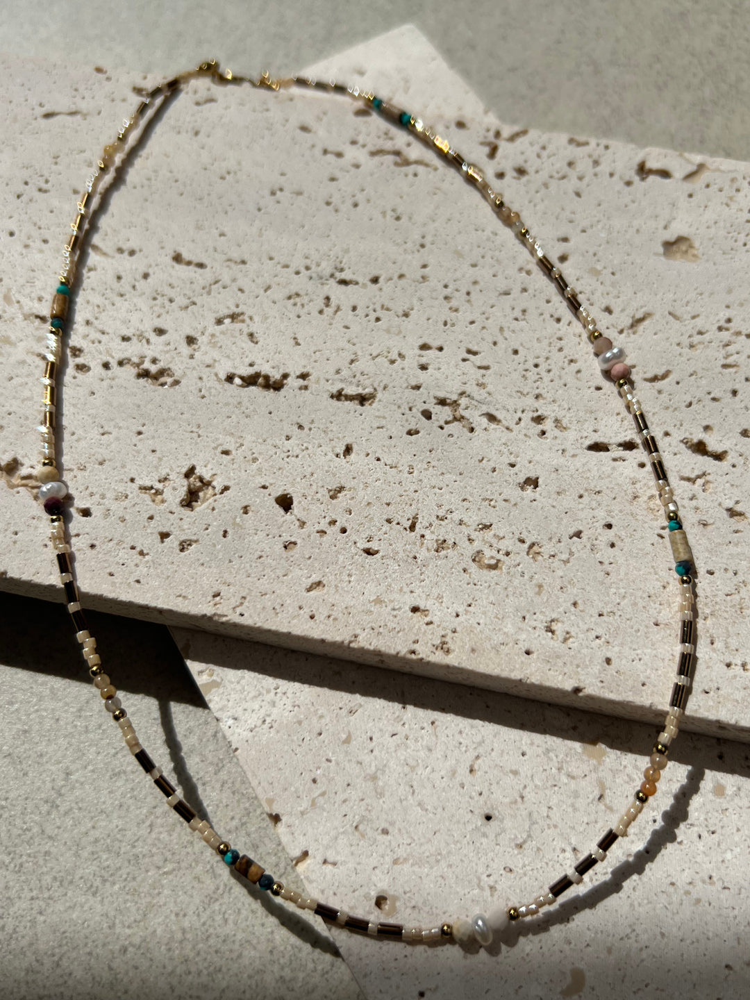 Neutral beaded necklace Ke Jewelry Melbourne
