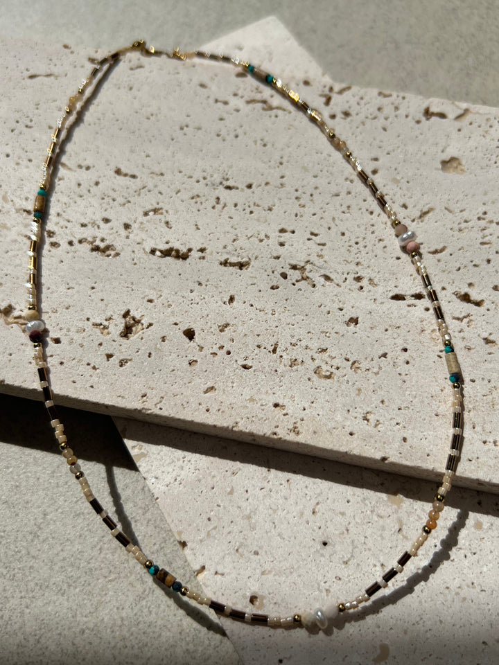 Neutral beaded necklace Ke Jewelry Melbourne