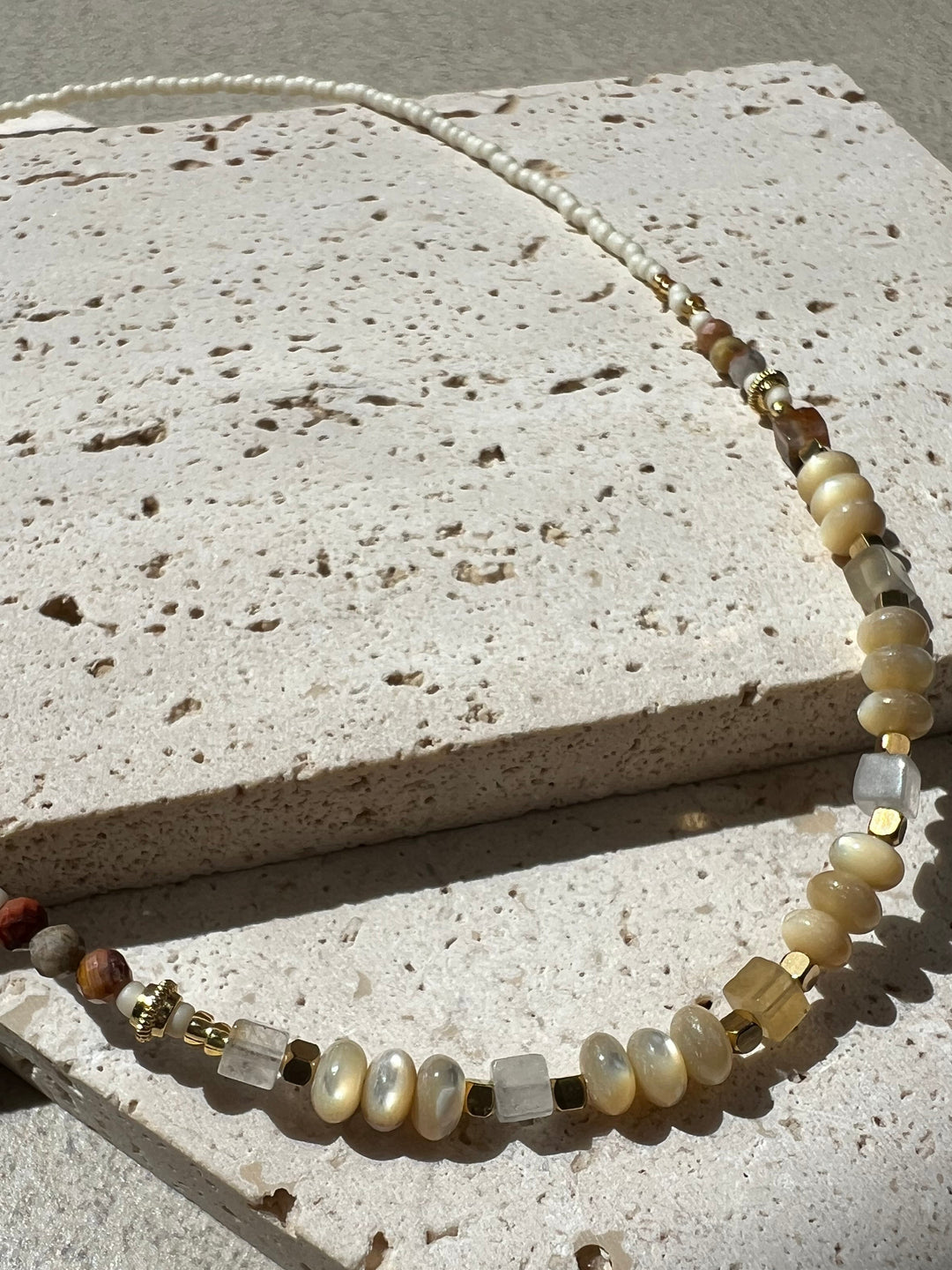 White stone beaded necklace Ke Jewelry Melbourne