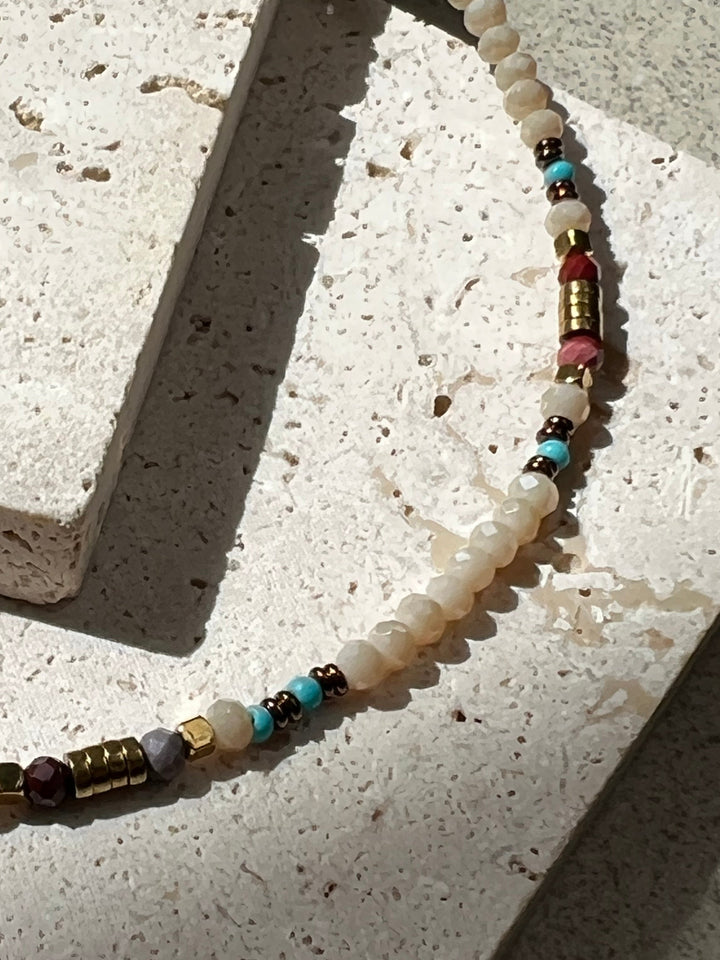 Lattle Tone Beaded Necklace Plated in 18K Gold | Ke Jewelry Melbourne