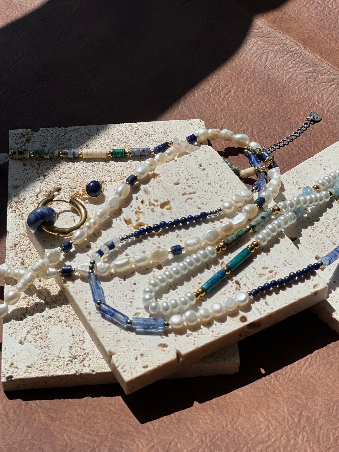 Sapphire Beaded Natural Gemstone Birthstone and Pearls Ke Jewelry