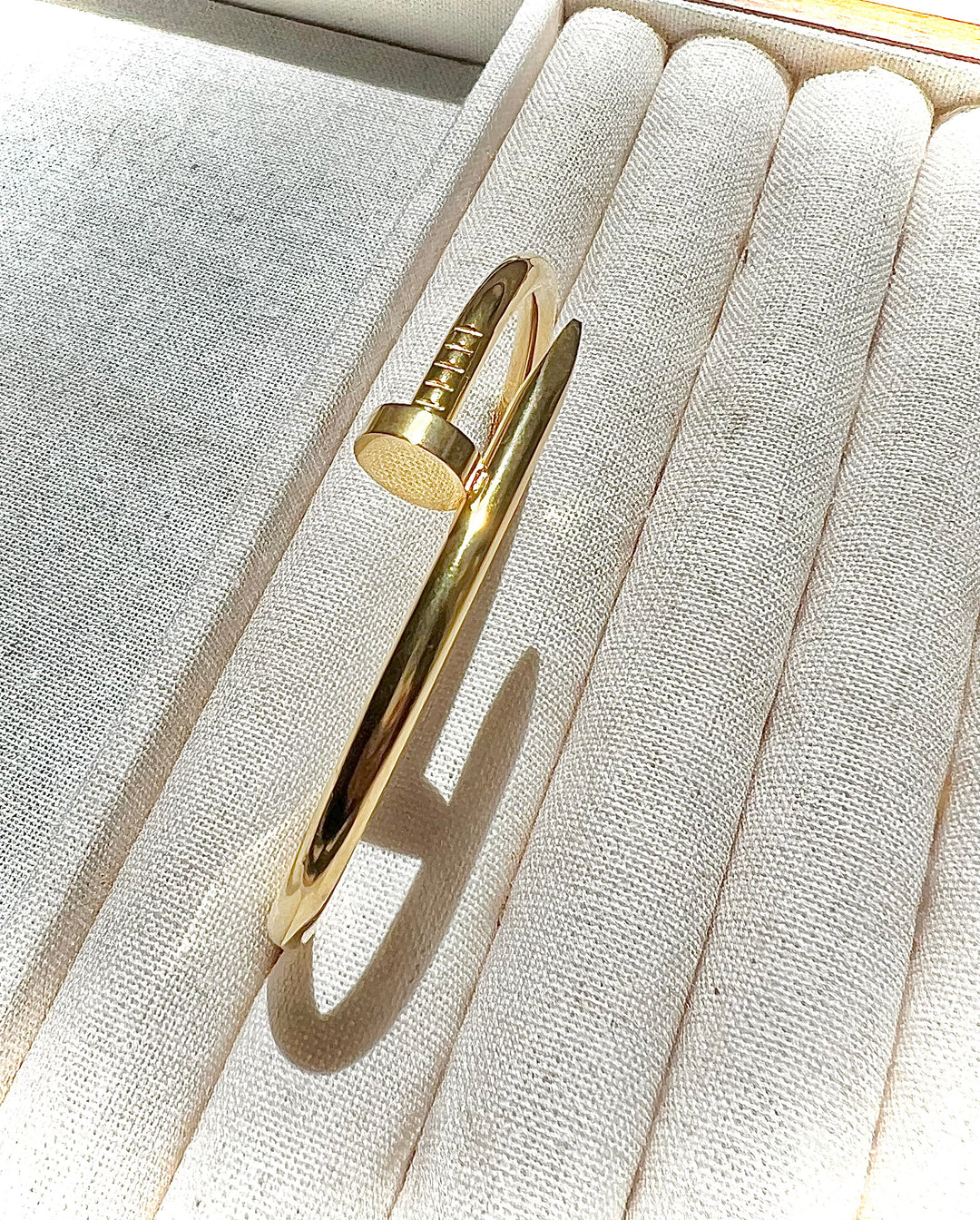 Nail Bracelet Bangle - Available in 18K White Gold, Gold &amp; Rose Gold Plating | Ke Jewelry Melbourne