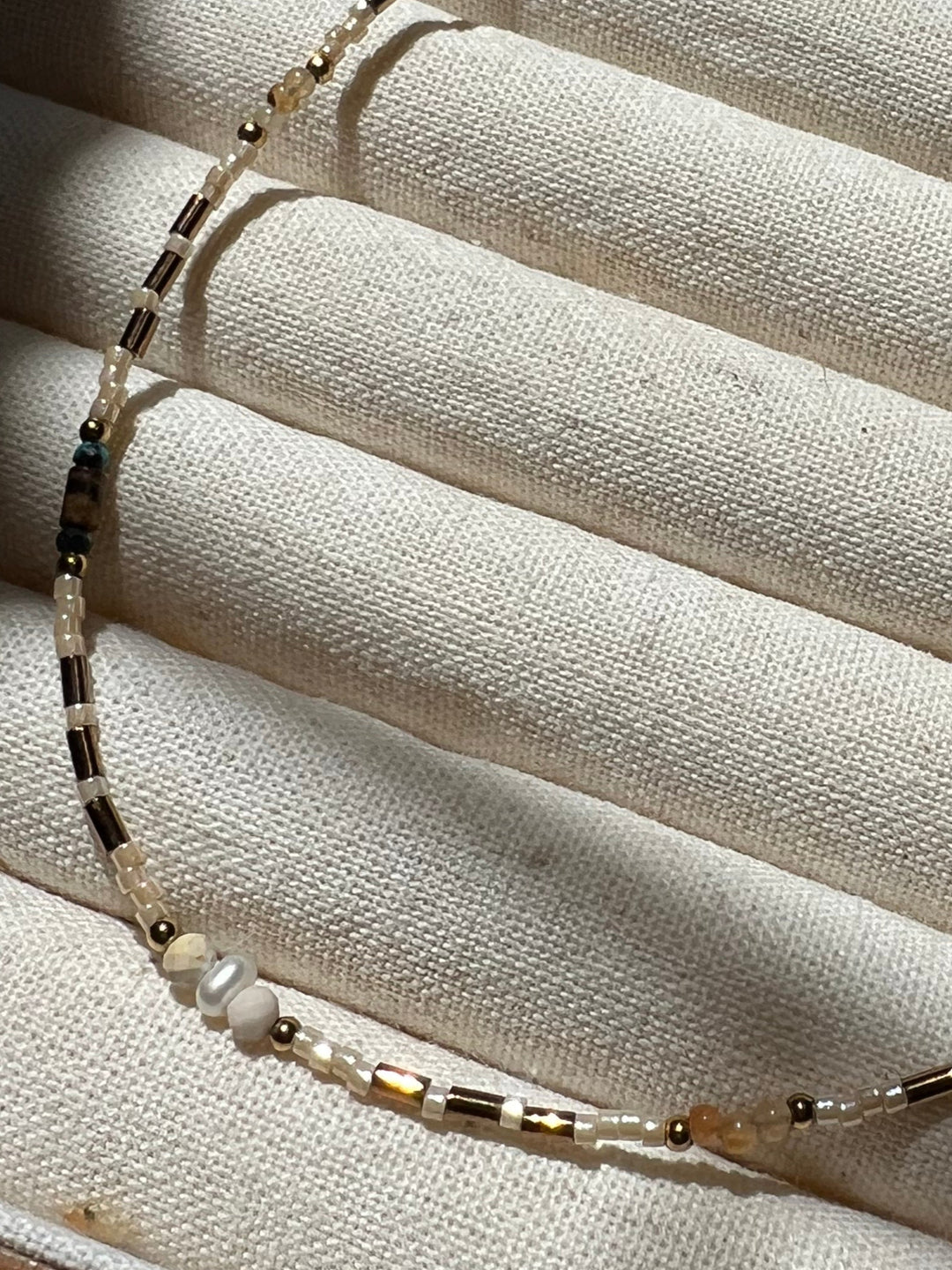 Neutral beaded necklace Ke Jewelry Melbourne 