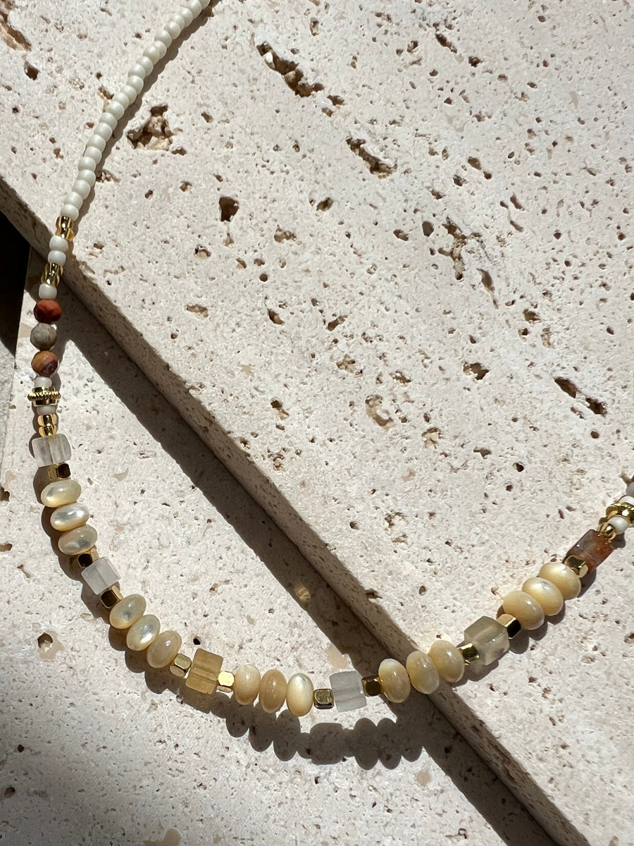 White stone beaded necklace Ke Jewelry Melbourne 