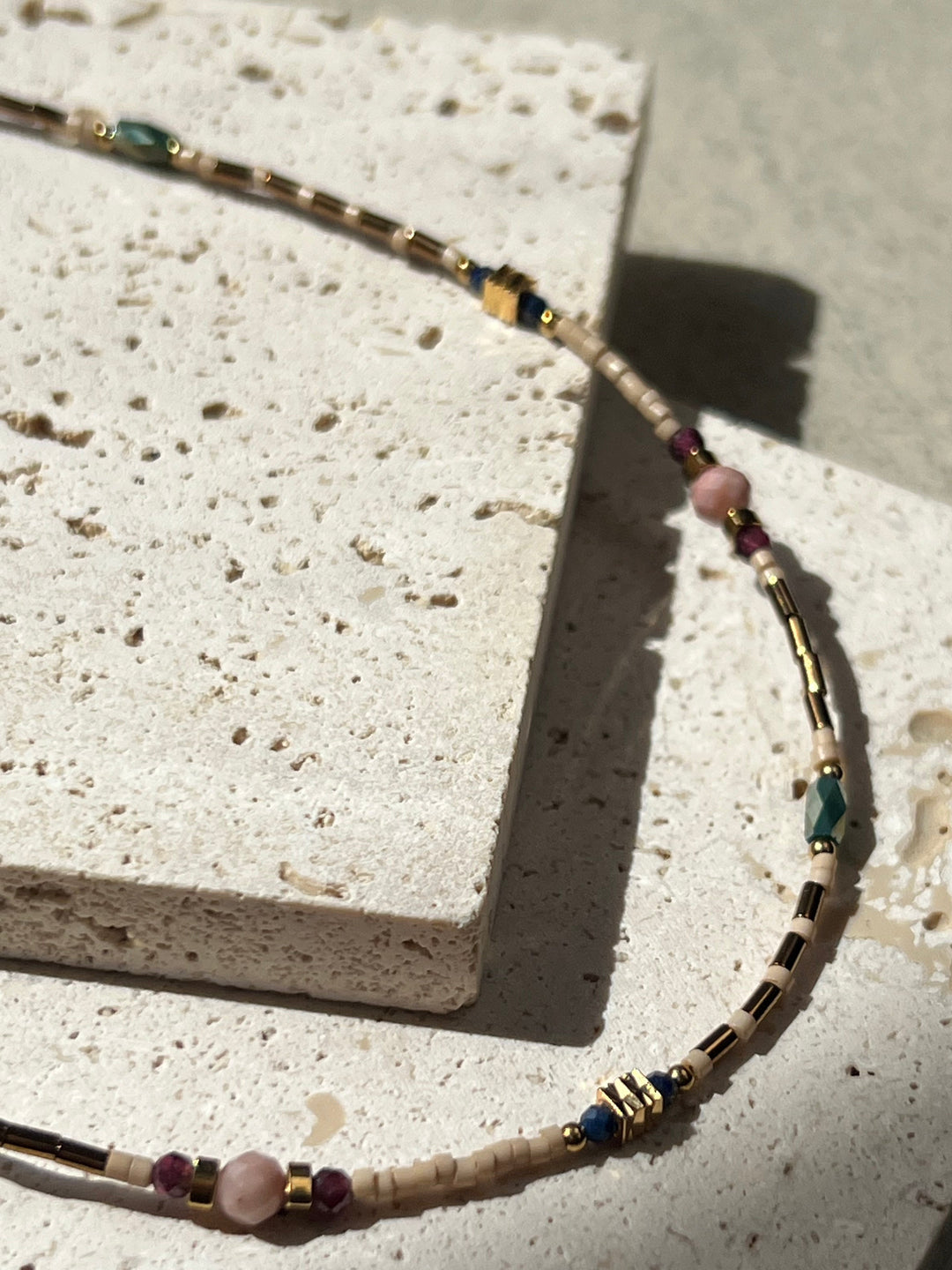 Earthy Color Tone Beaded Necklace Plated in 18K Gold | Ke Jewelry Melbourne