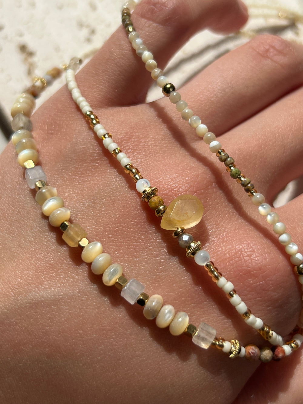 White stone beaded necklace Ke Jewelry Melbourne 